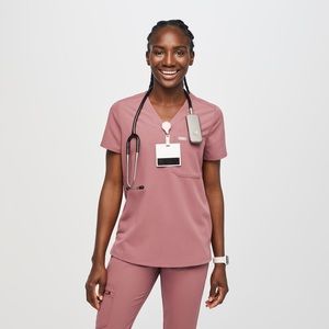 FIGS Catarina One-Pocket Scrub Top Small Mauve